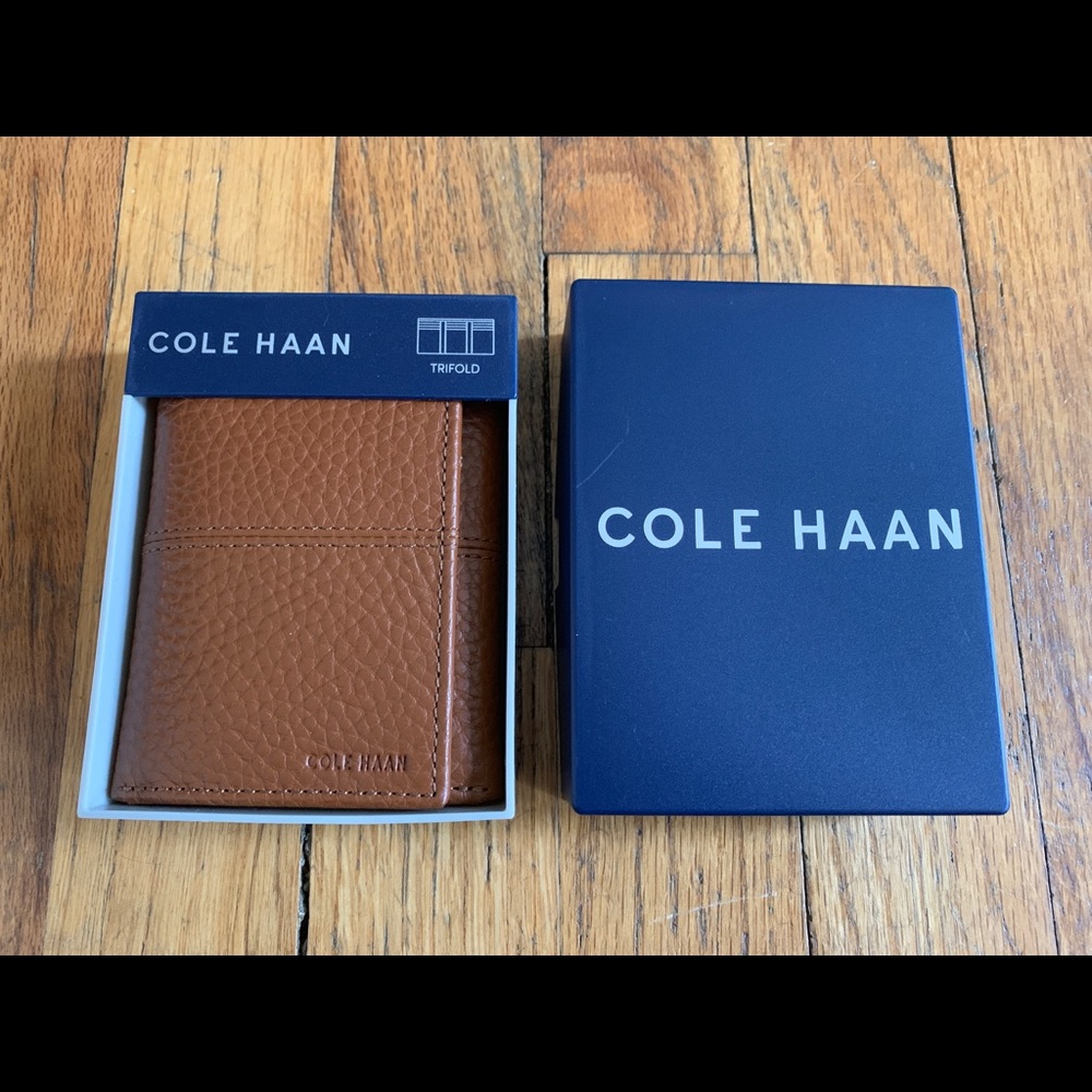 Cole Haan Tri Fold Wallet Brown Leather